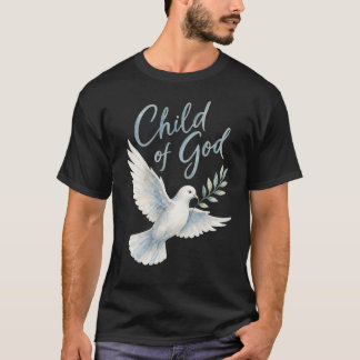 T-shirt Enfant de Dieu Aquarelle Colombe Branche d'Olivier