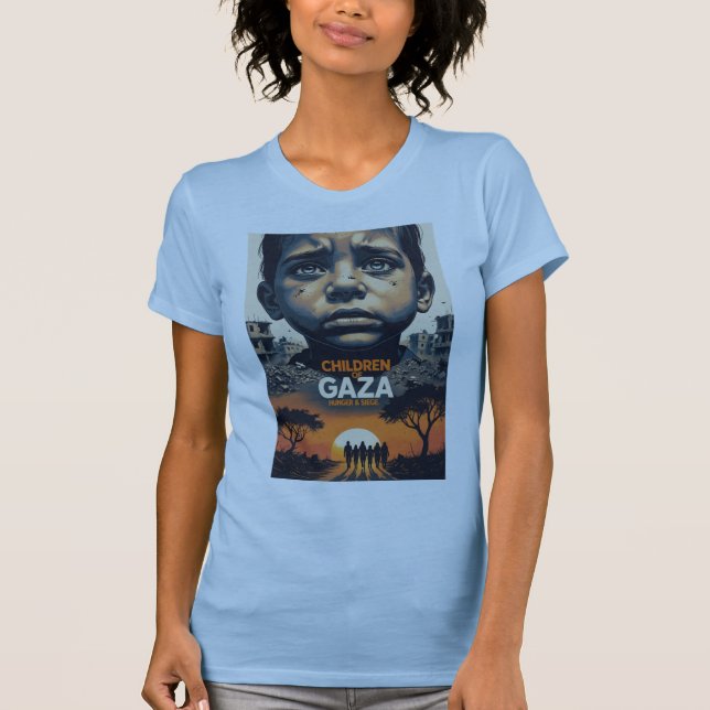 T-shirt enfant de Gaza : faim et siège (Devant)