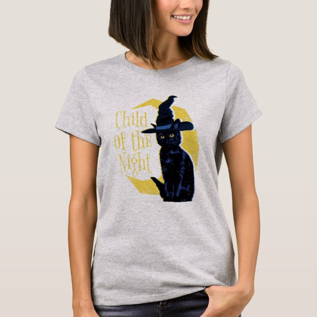 T-shirt Enfant de la nuit Chat noir et Lune (Devant)