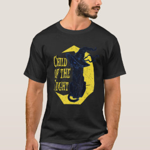 T-shirt Enfant De La Sorcière De Nuit Chat Halloween Witch