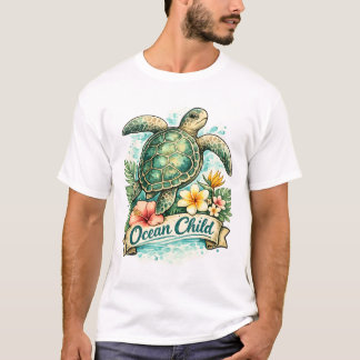 T-shirt Enfant de l'océan Tortue de mer vintage
