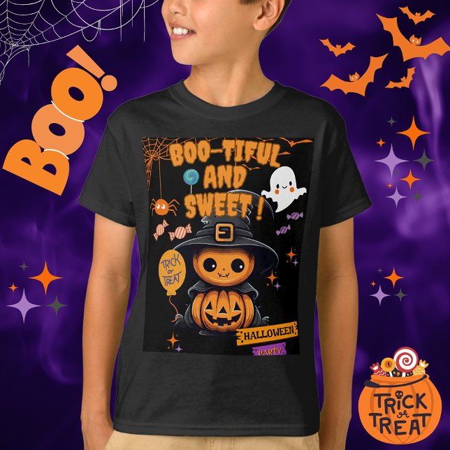 T-shirt enfant d'Halloween | Tee de fantôme mignon (Boo-tiful Halloween Kids T-Shirt | Cute Ghost Tee for Halloween)