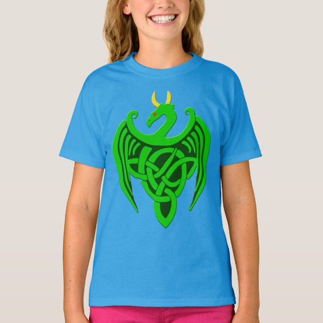 T-shirt enfant dragon celtique vert (Devant)