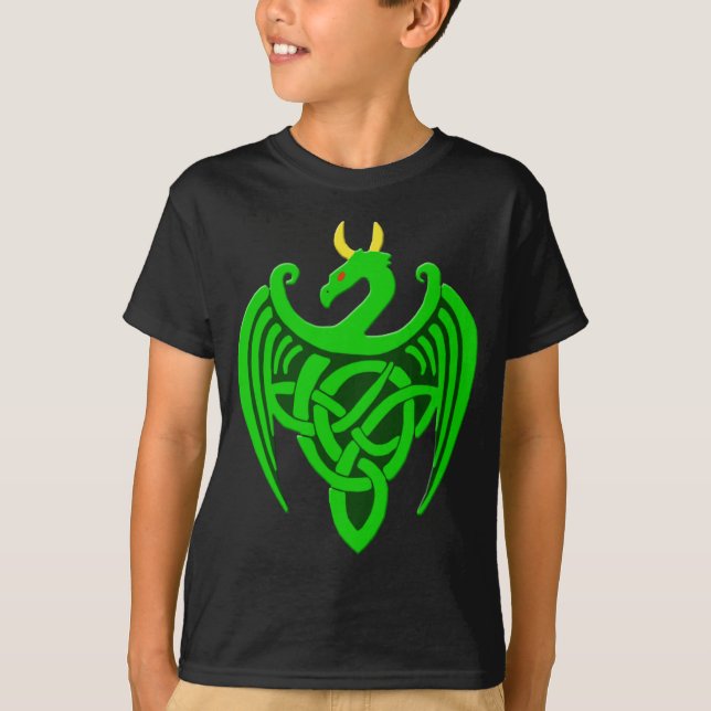 T-shirt enfant dragon celtique vert (Devant)