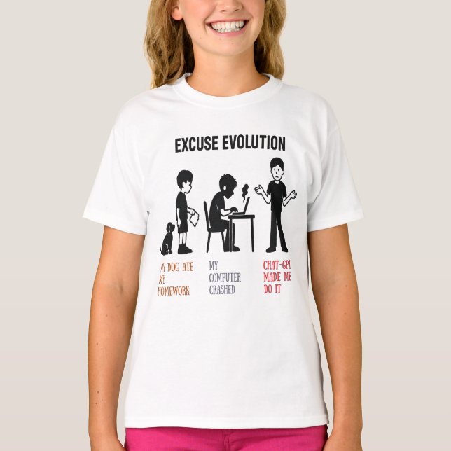 T-shirt enfant. "Excusez l'évolution" drôle -unise (Devant)