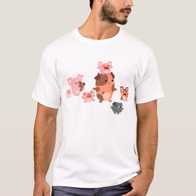 T-shirt enfant famille de cochon en caricature mig (Devant)