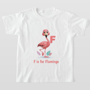 T-shirt enfant flamant rose mignon   F est pour Fl