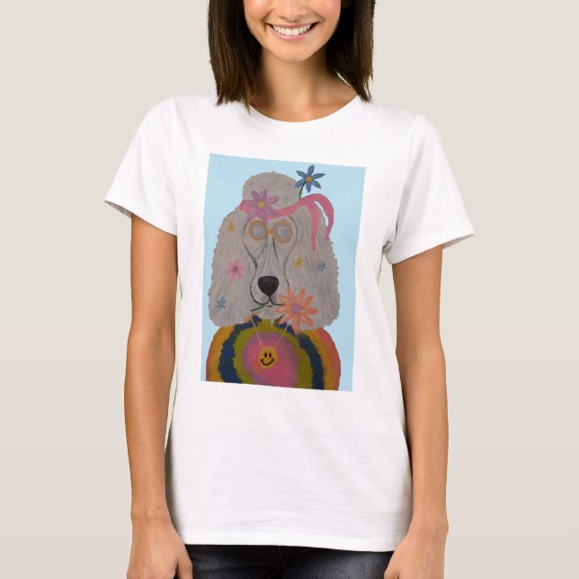 T-shirt Enfant Fleur Caniche Hippie (Devant)