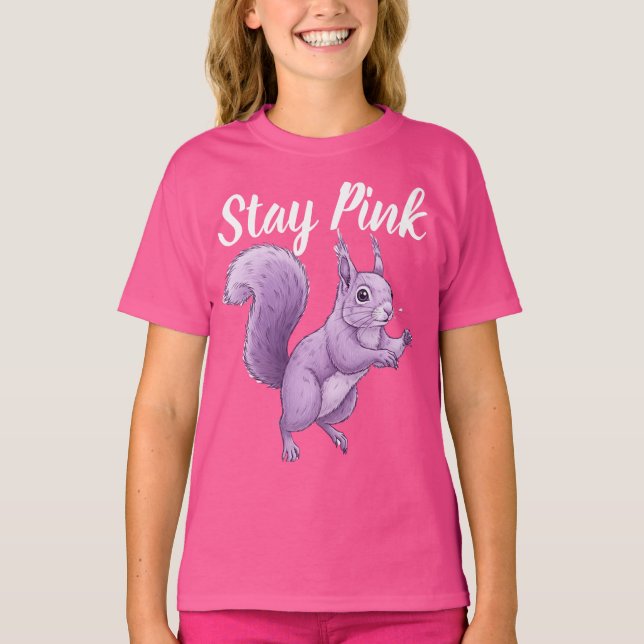 T-shirt enfant graphique écureuil lavande rose Sta (Devant)