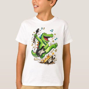 T-Shirt Enfant Guitare Écrasée Crocodile Rockeur