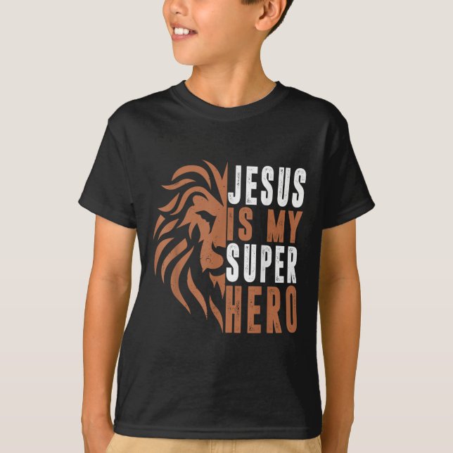 T-shirt Enfant Jésus Est Mon Superhéros Chrétien Dieu Fils (Devant)