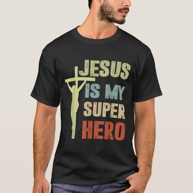 T-shirt Enfant Jésus Est Mon Superhéros Chrétien Dieu Fils (Devant)