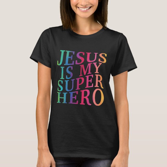T-shirt Enfant Jésus Est Mon Superhéros Chrétien Dieu Fils (Devant)