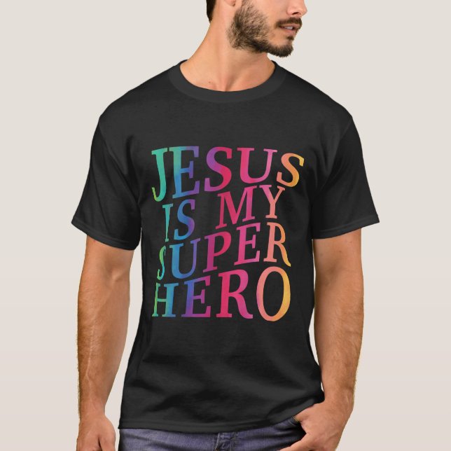 T-shirt Enfant Jésus Est Mon Superhéros Chrétien Dieu Fils (Devant)