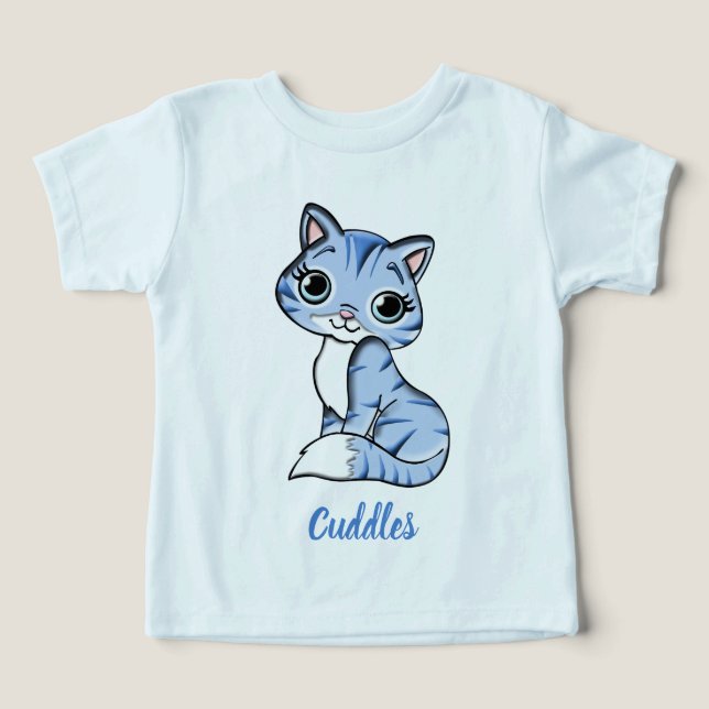T-shirt enfant kitty bleu confit (Design Recto)