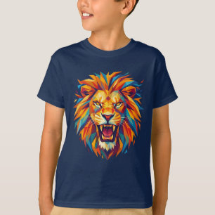 T-Shirt Enfant Lion Féroce - Lion Géométrique Colo