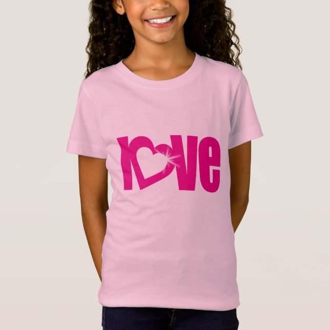 T-shirt enfant "love" à coeur rose (Devant)