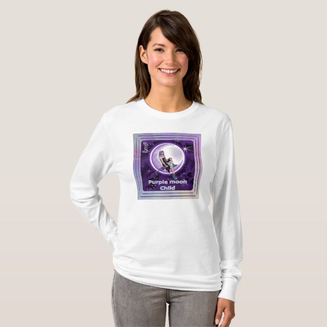 T-shirt enfant lune violette (Devant entier)