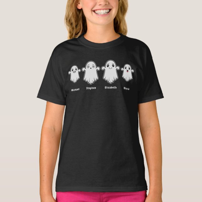 T-shirt Enfant Maman Papa 4 Personnes Fantôme Famille Hall (Devant)