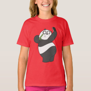 T-shirt Enfant Panda Heureux Danse avec Bambou