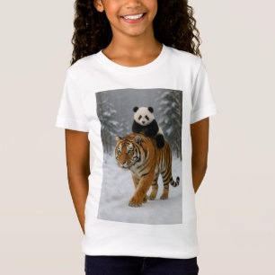 T-shirt enfant Panda Mignon Chevauchant un Tigre