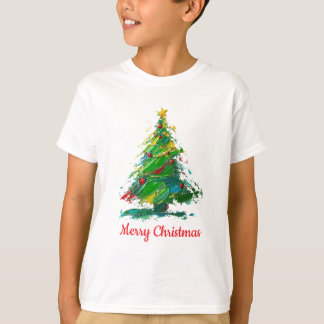 T-shirt Enfant personnalisable arbre de Noël style peintur