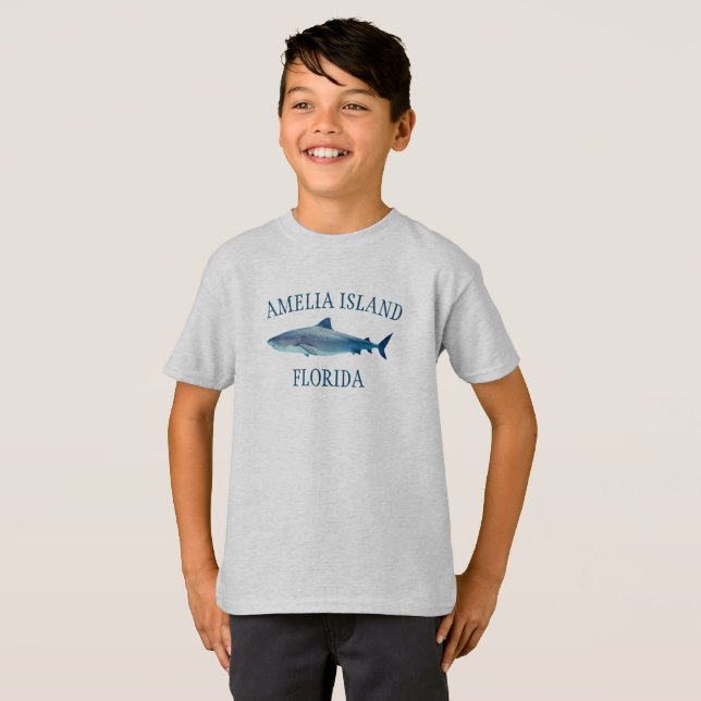 T-shirt enfant requin de l'île Amelia (Devant entier)