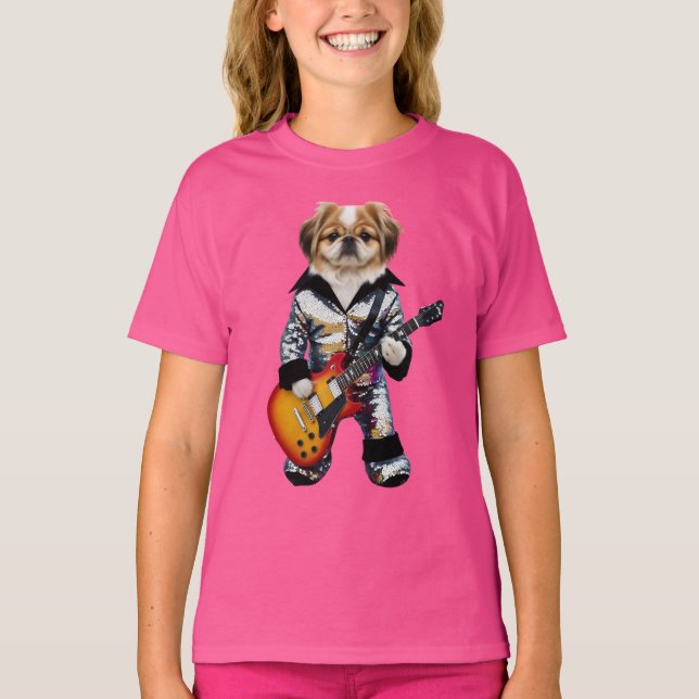 T-Shirt Enfant Rock Star Pékinois (Devant)