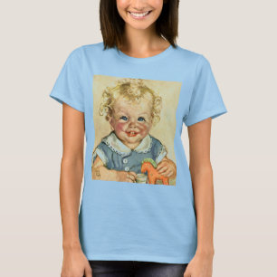 T-shirt Enfant scandinave blond mignon vintage avec boucle