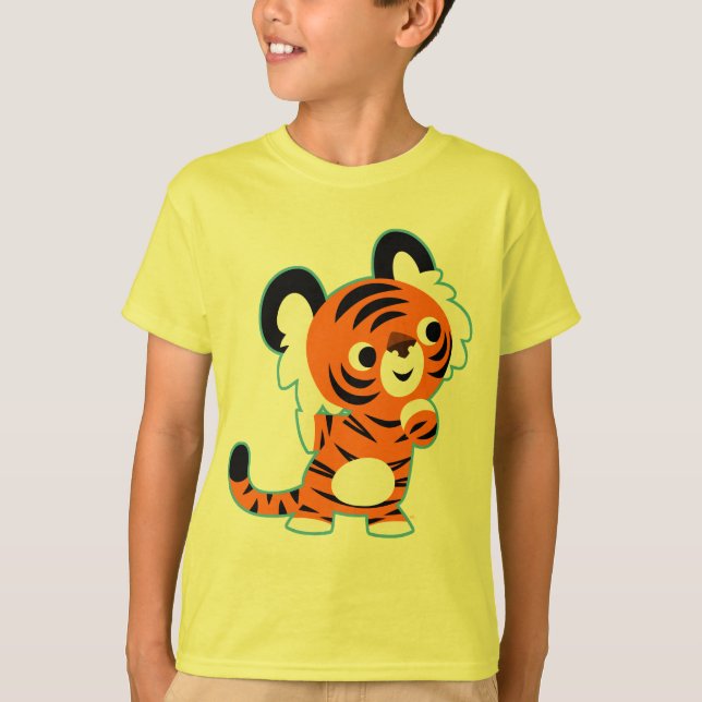T-shirt enfant tigre caricaturé très intéressant (Devant)