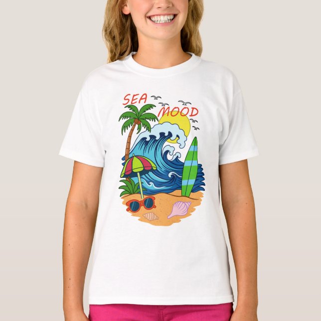 T-Shirt Enfant Vague et Palmier (Devant)