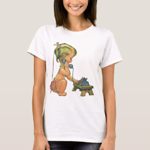 T-shirt Enfant Vintage Mignonne Fille Blonde Parlant sur u