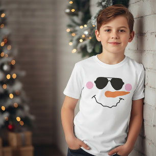 T-Shirt Enfant Visage de Bonhomme de Neige avec Lu