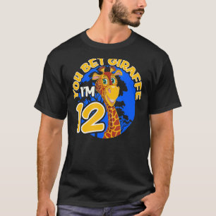 T-shirt Enfants12e anniversaire Giraffe Zoo Thème Tween Bi