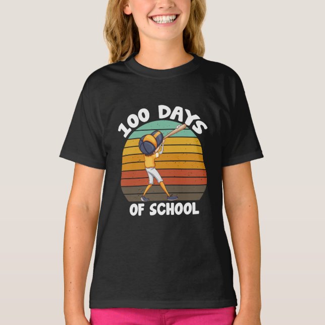T-shirt Enfants 100 Jours D'Écoles Garçons 100E Jour Baseb (Devant)