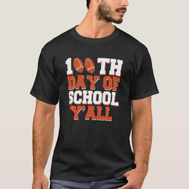 T-shirt Enfants 100e Jour De L'École Y'All Football 100 Jo (Devant)