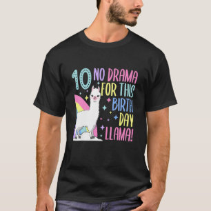 T-shirt Enfants 10 Ans 10E Llama Anniversaire Pas de drame