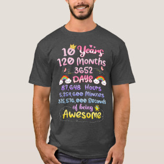 T-shirt Enfants 10 Ans 120 Mois D'Être Awesome Drôle
