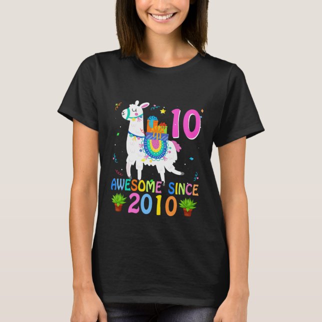 T-shirt Enfants 10 Ans Alpaca Llama Awesome 2010 Fille 10t (Devant)