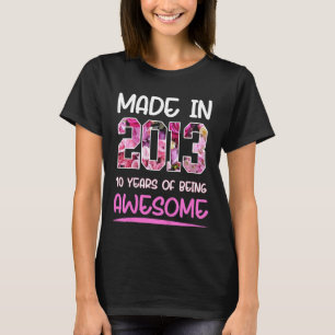 T-shirt Enfants 10 ans Floral Anniversaire Né en 2013 Fill