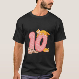 T-shirt Enfants 10e anniversaire Chat rose Thème Pâtes de