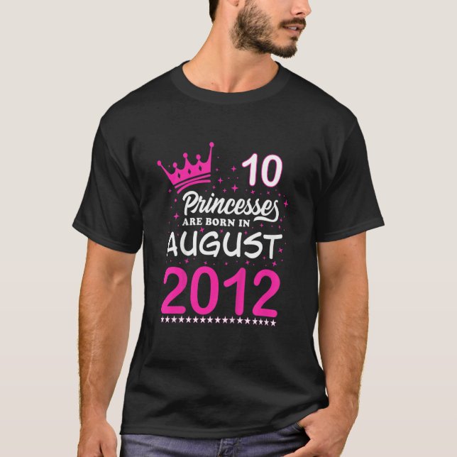 T-shirt Enfants 10e Anniversaire Princesses Roses Nés En A (Devant)