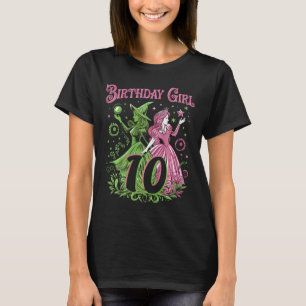 T-shirt Enfants 10e Anniversaire Sorcière rose et vert 10