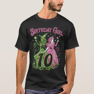 T-shirt Enfants 10e Anniversaire Sorcière rose et vert 10 