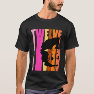 T-shirt Enfants 12 Aujourd'hui Black Girl Queen Retro 12e