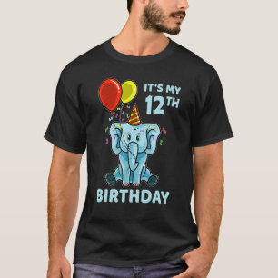 T-shirt Enfants 12e anniversaire Eléphant C'est ma 12e par