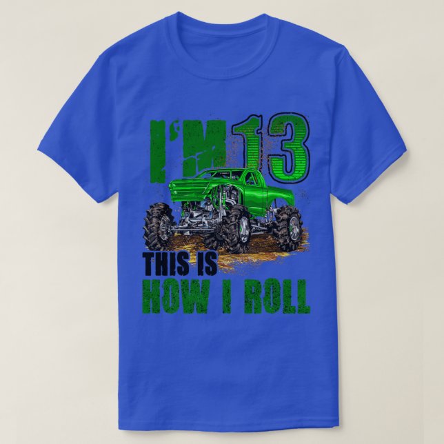 T-shirt Enfants 13e Anniversaire Monster Camion Pour Garço (Design devant)