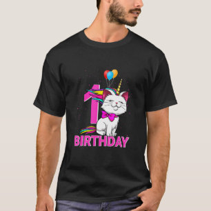 T-shirt Enfants 1 Anniversaire Fille Caticorn Cute Chat Lo