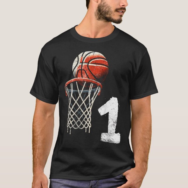 T-shirt Enfants 1Er Anniversaire Basketball 1 An Basketbal (Devant)