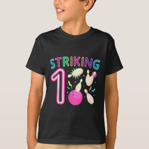 T-shirt Enfants 1er Anniversaire Fête Bowling Fille 1 An B
